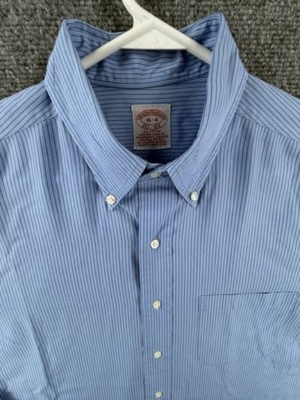 Brooks Brothers Button-Down 16 4 Striped Cotton Blue Long Sleeve Pocket Mens